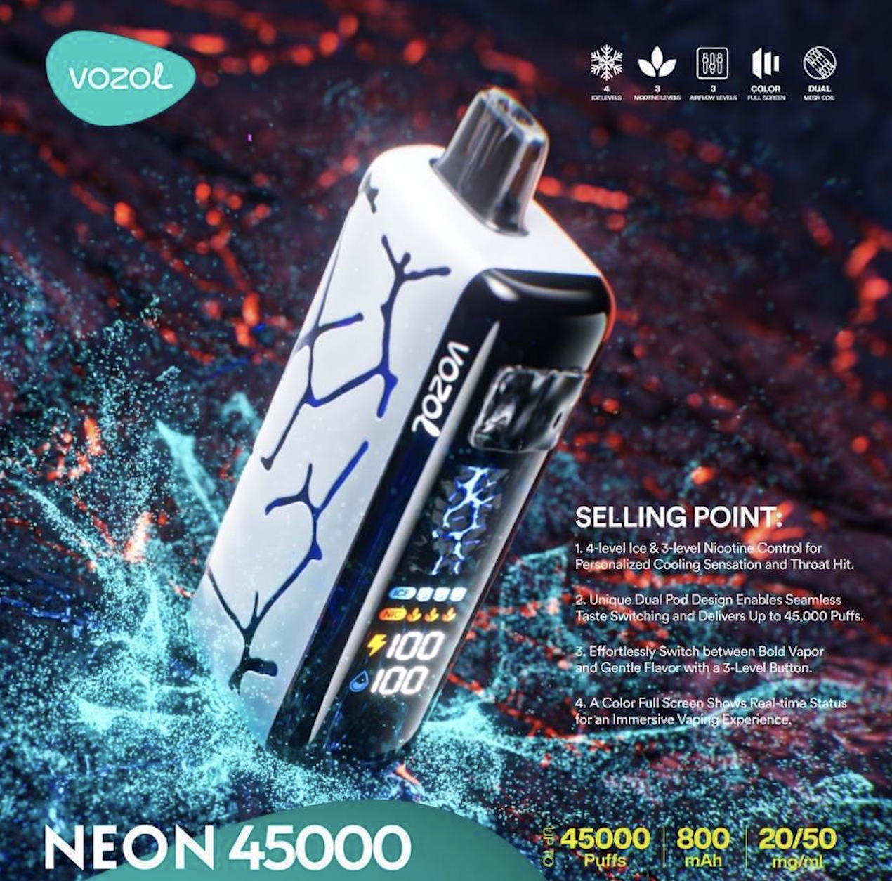 Vozol Neon 45000 Puffs Disposable Vape