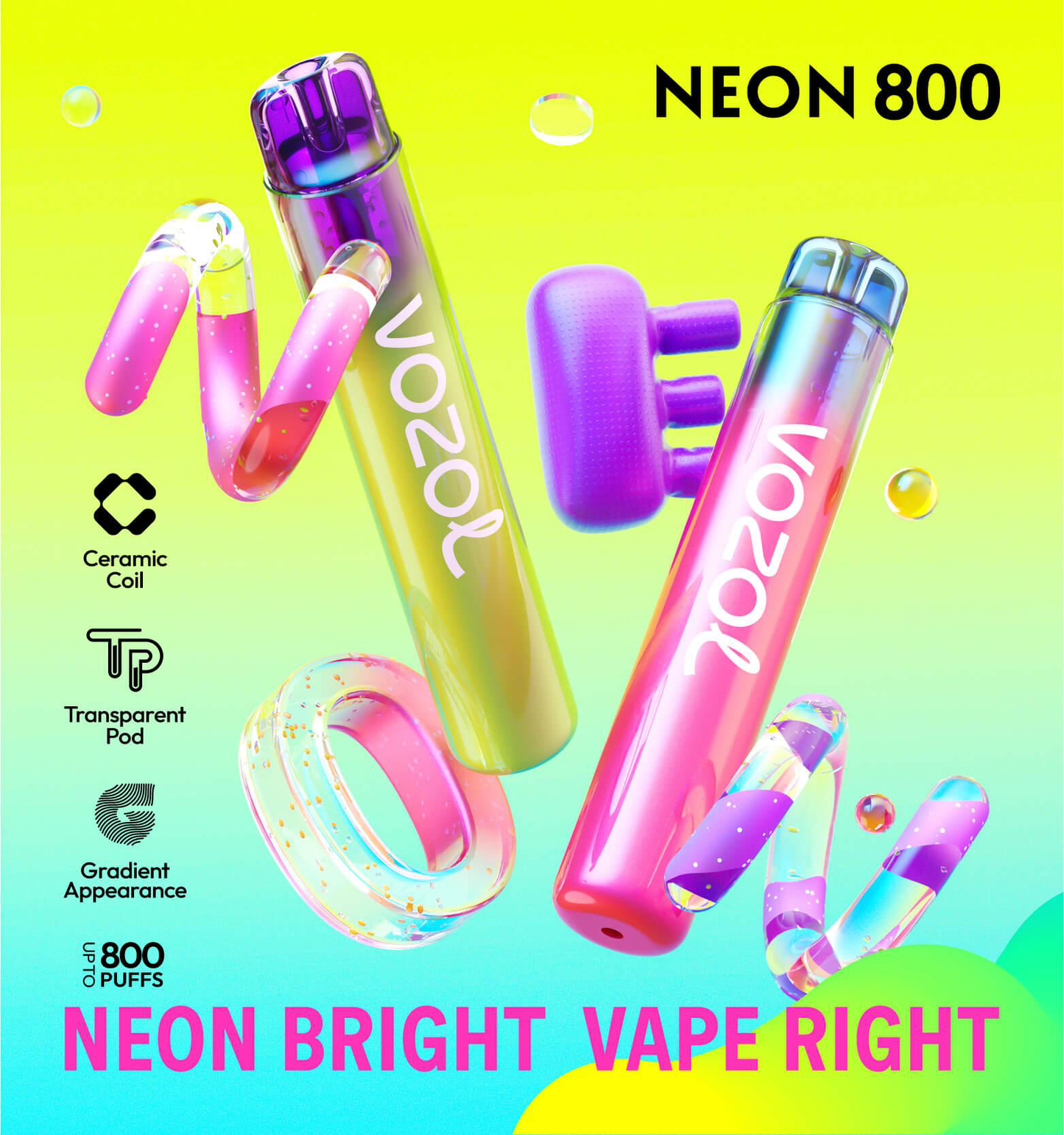 Vozol Neon 800 Puffs Disposable Vape
